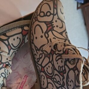 Playful Face Print Ankle Boots